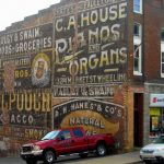 Wall advertising at Grafton, WV, Taylor County, Monongahela Valley Region