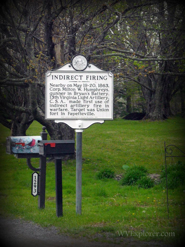 "Indirect Firing" marker at Fayetteville, WV, Fayette County, New River Gorge Region