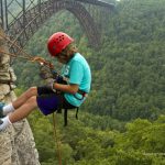 Young climber at New River Gorge, New River Gorge National Park and Preserve, Adventures on the Gorge