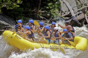 Eight rafters in raft on New River, Adventures on the Gorge