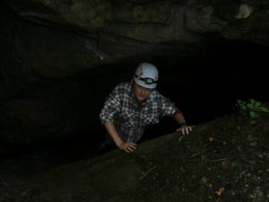 Young caver at Stillhouse Cave near Sinks of Gandy, Osceola, WV, Randolph County, Caving in Allegheny Highlands Region