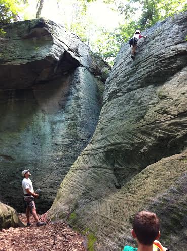 Nearing the top at Coopers Rock Climbing Area, Coopers Rock State Forest