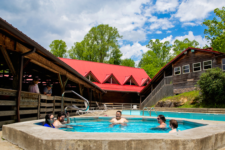 Guests enjoy a soak at River Expeditions