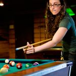 Playing pool at the Red Dog River Saloon, River Expeditions, Fayetteville, West Virginia