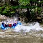 Rafters charge into wave on Gauley River, Nicholas County, New River Gorge Region
