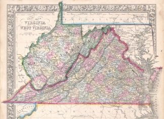 Historic map showing West Virginia 1864