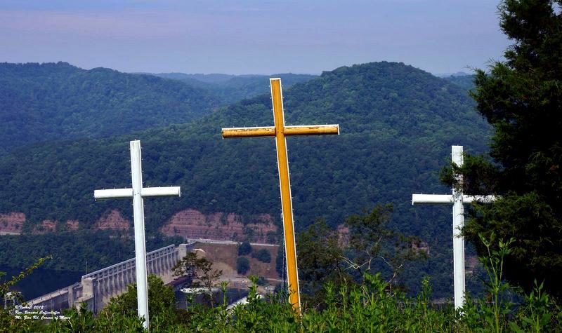Mount Zion Crosses above New River at Bellepoint, West Virginia