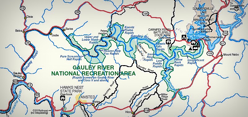 WV Road Map of Gauley River