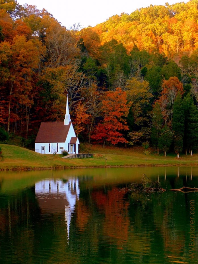 Country church in West Virginia Chapel at Rippling Waters Campground