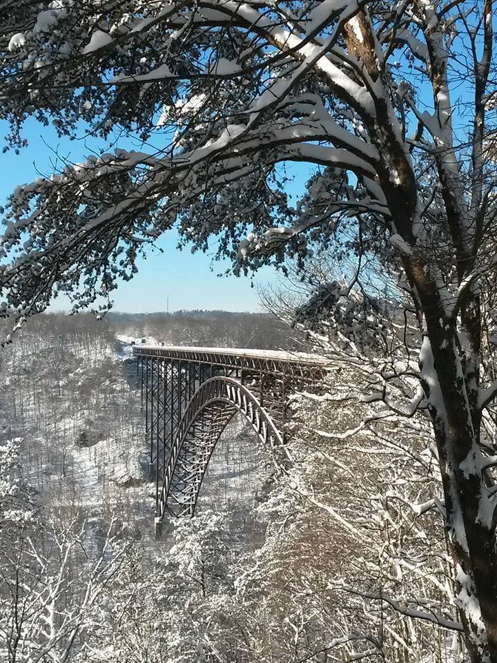 New River Gorge Bridge in winter
