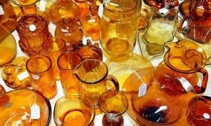 Glassware in a New River Gorge antiques shop