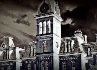 Woodburn Hall in inverted color