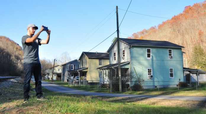 Kyle Bailey at Helen WV Kyle Bailey documents coal camp architecture in Helen, W.Va.