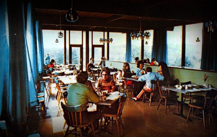 Visitors dine at North Bend State Park circa 1965