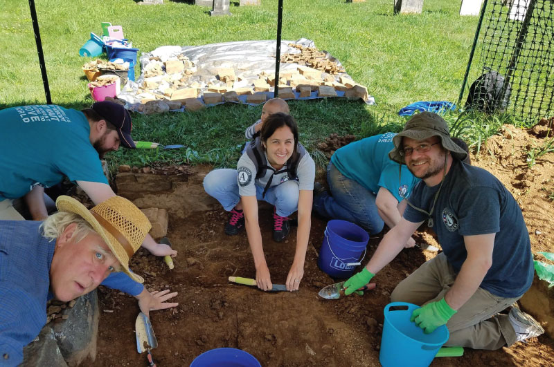 Americorps group at archaeoligical dig