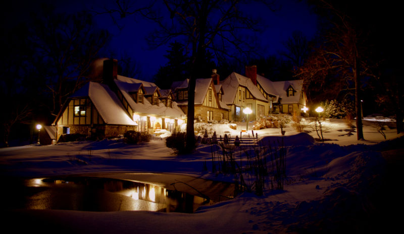 The Hillbrook Inn & Spa in Charles Town on a snow evening