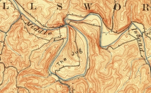 A U.S. Geologic Survey map shows the Jug as it appeared in 1924.