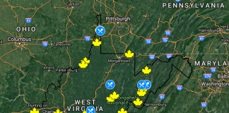 Map of 2018 Maple Syrup Days events in West Virginia