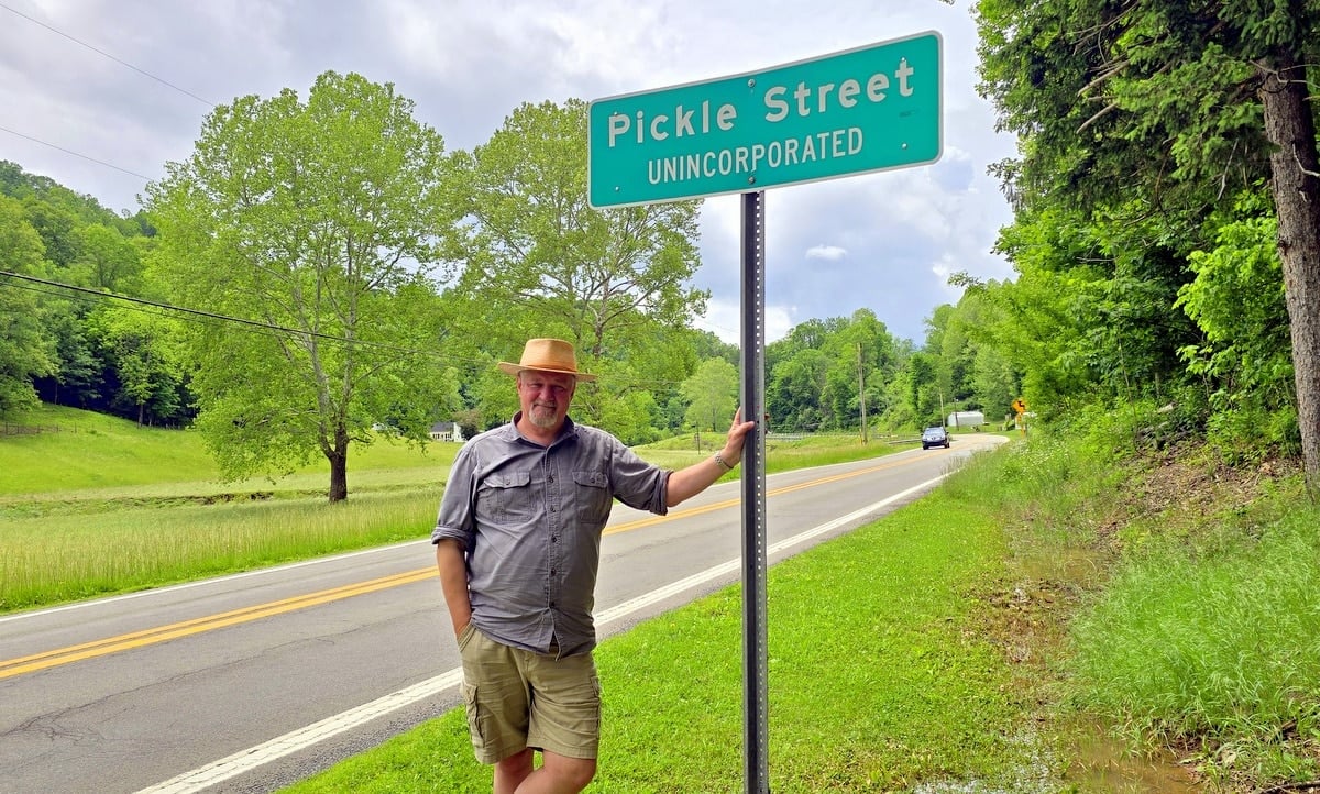 David Sibray visits Pickle Street on U.S. Route 33 along Leading Creek in Lewis County, West Virginia.