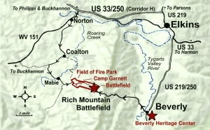 The Rich Mountain Battlefield guarded a pass on Rich Mountain.