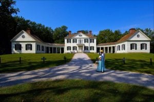 Re-enactors stroll the grounds of the Blennerhassett Mansion on Blennerhassett Island.