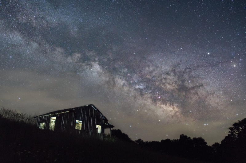 The Milky Way travels across the sky above Calhoun County.