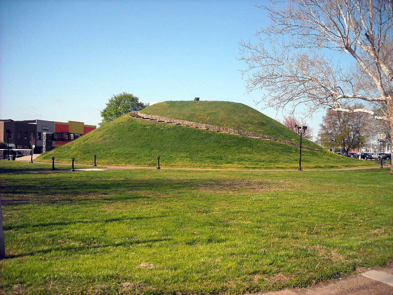 The South Charleston Mound, or Criel Mound, rises above central South Charleston.