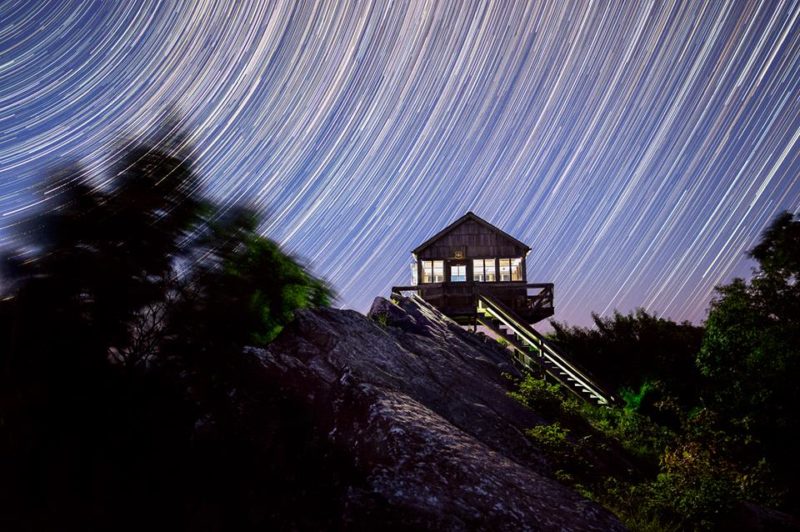 Stars spin above the Hanging Rock Raptor Observatory.