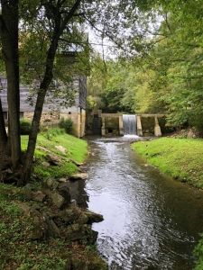 The mill stream at Cook's springs from within caverns.