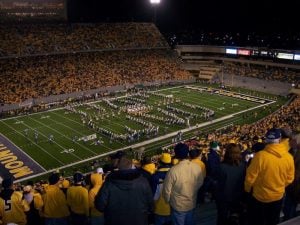 WVU fans take in a game at Mountaineer Field in Morgantown, West Virginia.