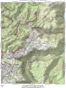 Batoff Mountain extends west of the New River in northern Raleigh County.