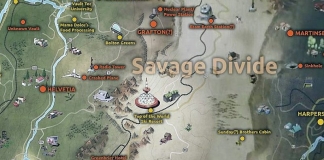 Highlights from a Fallout 76 map of the Savage Divide pay homage to the Allegheny Mountain region.