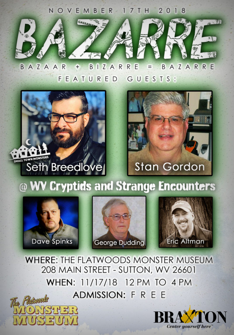 The Braxton County Visitors Center will host Bazarre, a forum for authors who specialize in the paranormal Nov. 17, 2018.