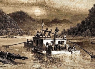 Frontier boatman ply the Ohio River in western West Virginia.