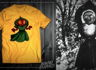 A Flatwoods Monster T-shirt is one of many being marketed by Bowski Graphics.
