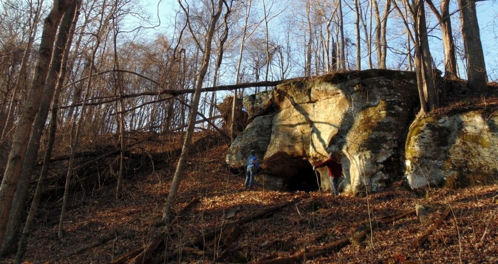 West Virginia Explorer editor David Sibray explores the Indian Cave with other scholars.