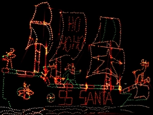 Santa Claus's ship sets sail at Krodel Park at Point Pleasant, West Virginia.