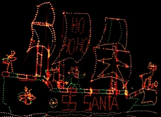 Santa Claus's ship sets sail at Krodel Park at Point Pleasant, West Virginia.