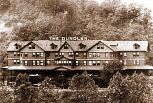 A wagon road climbs the mountain behind the Dunglen Hotel, deep in the New River Gorge.