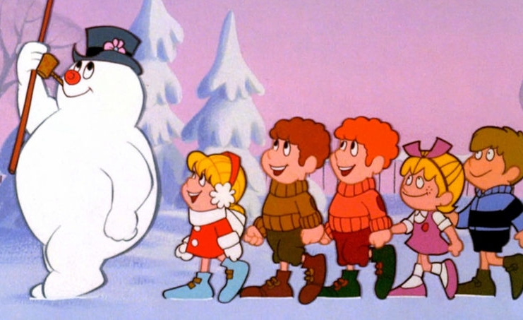Frosty the Snowman leads a group of children in the 1969 animated Christmas television special b Rankin/Bass Productions.