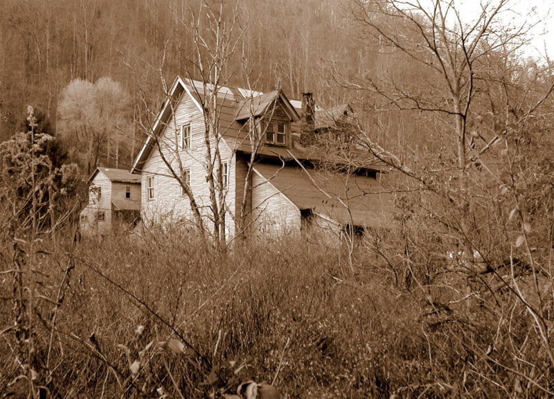 No longer standing, a large home in Stotesburg was among few structures the remained after coal played out in the Winding Gulf in Raleigh County, West Virginia.