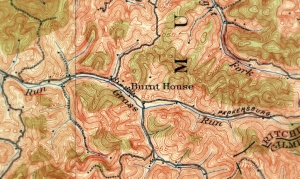 Burnt House, West Virginia, as it appeared in a 1906 U.S. Geological Survey Map.