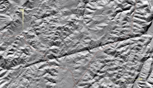 A lidar image of northern Monroe County reveals exceptional detail in the Monitor Lineament.