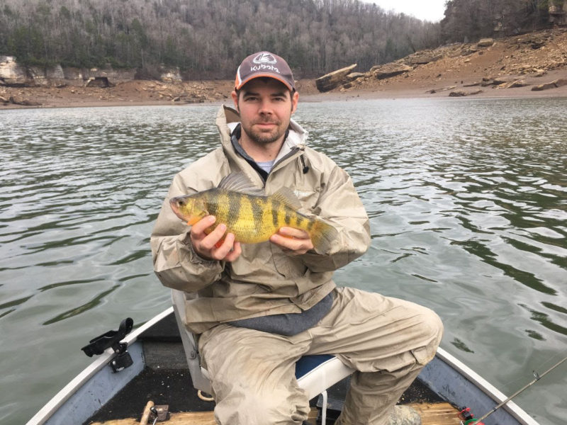 Clinton Mills of Ravenswood, West Virginia, with his state record yellow perch.