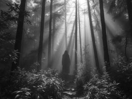 Shadowy figure in West Virginia forest