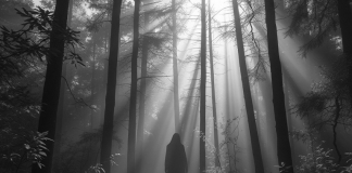 Shadowy figure in West Virginia forest