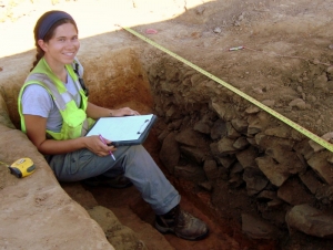 Archaeologist Charity Moore at a dig.