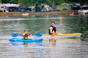 An ideal family sport, flat-water kayaking is increasingly popular in West Virginia. Photo courtesy Active Southern West Virginia.