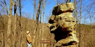 David Sibray visits Old Stone Face at North Bend State Park near Cairo, West Virginia.