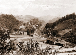 The West Virginia Short Line Railroad meandered along Fishing Creek through Jacksonburg, West Virginia, in Wetzel County.